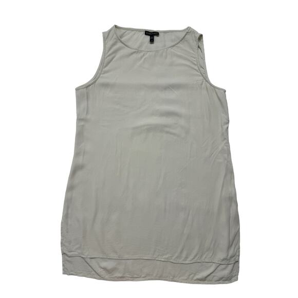 EILEEN FISHER System Silk Georgette Crepe Bateau Neck Shell Ivory Small #F5GC - Picture 4 of 8